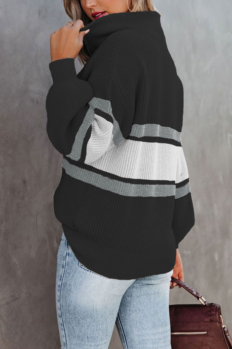 Pull femme côtelé col montant demi-zip maille sportive - Ylva
