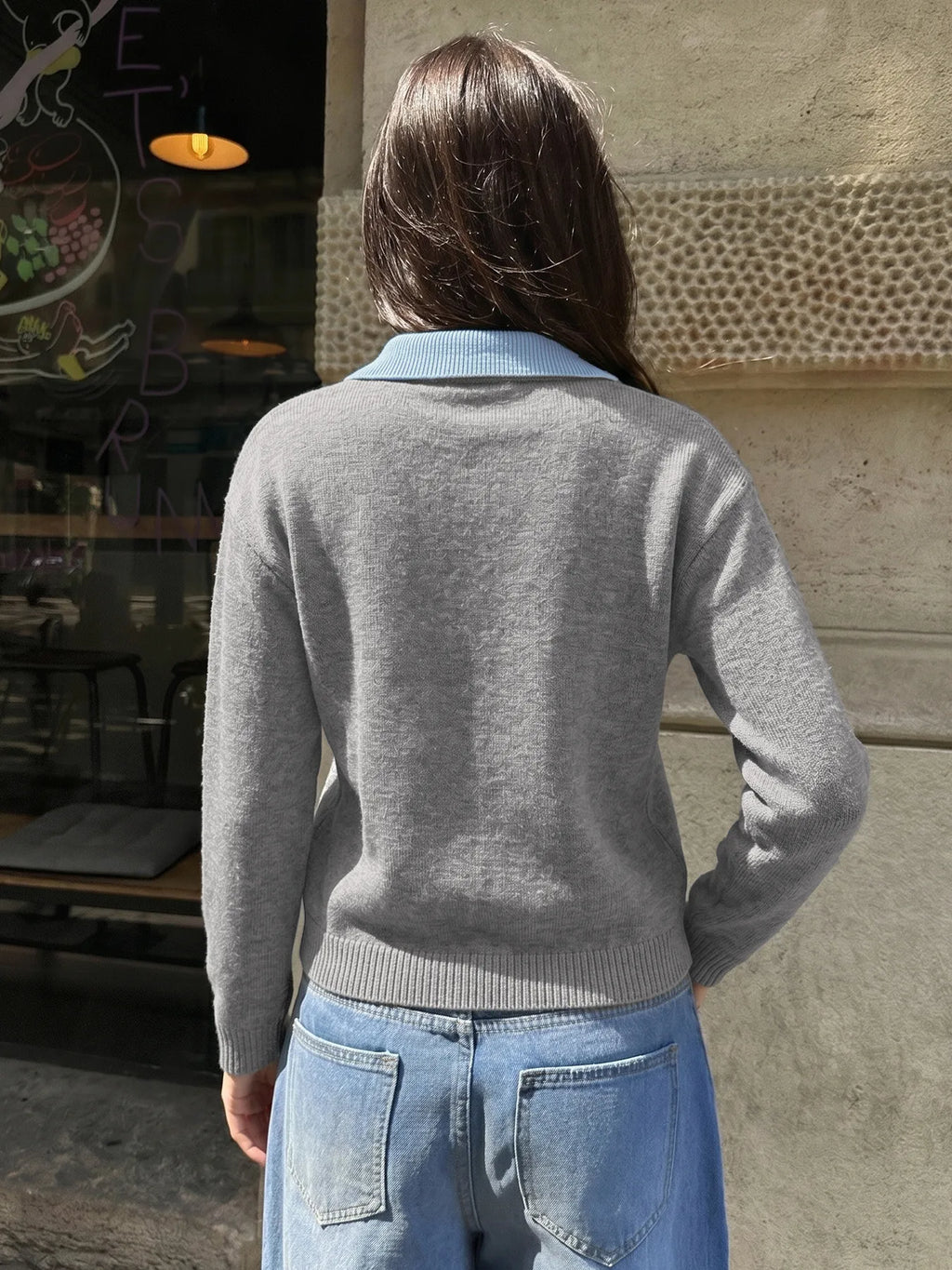 Pull maille femme col chemise détail structuré - Tilda