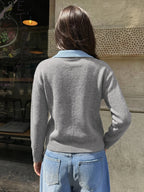 Pull maille femme col chemise détail structuré - Tilda