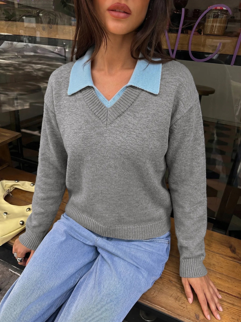 Pull maille femme col chemise détail structuré - Tilda