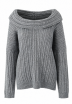 Pull femme encolure asymétrique épaule dénudée moderne - Séverine