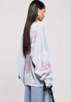 Pull oversize femme mailles ouvertes déchirures décoratives - Vianne