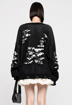 Pull oversize femme mailles ouvertes déchirures décoratives - Vianne