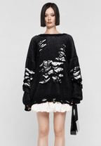 Pull oversize femme mailles ouvertes déchirures décoratives - Vianne