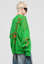 Pull oversize femme mailles ouvertes déchirures décoratives - Vianne