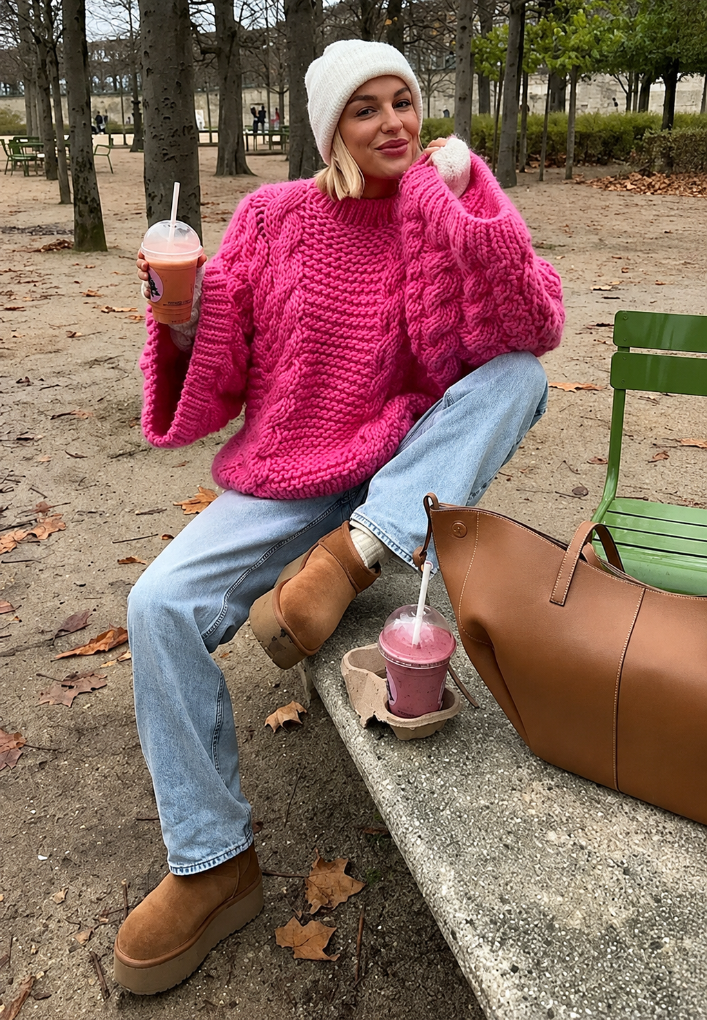 Pull oversize femme maille torsadée manches évasées col montant - Nerina
