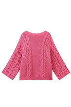 Pull oversize femme maille torsadée manches évasées col montant - Nerina