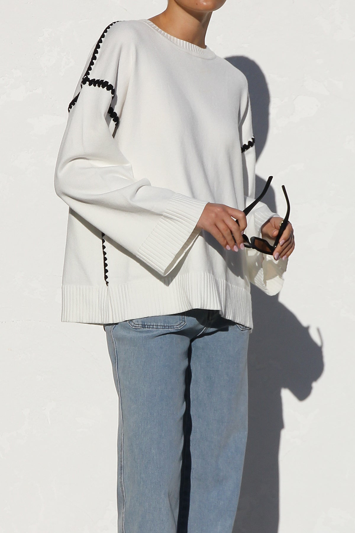 Pull oversize femme rayures col montant ample cosy hiver - Ottilie