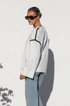 Pull oversize femme rayures col montant ample cosy hiver - Ottilie