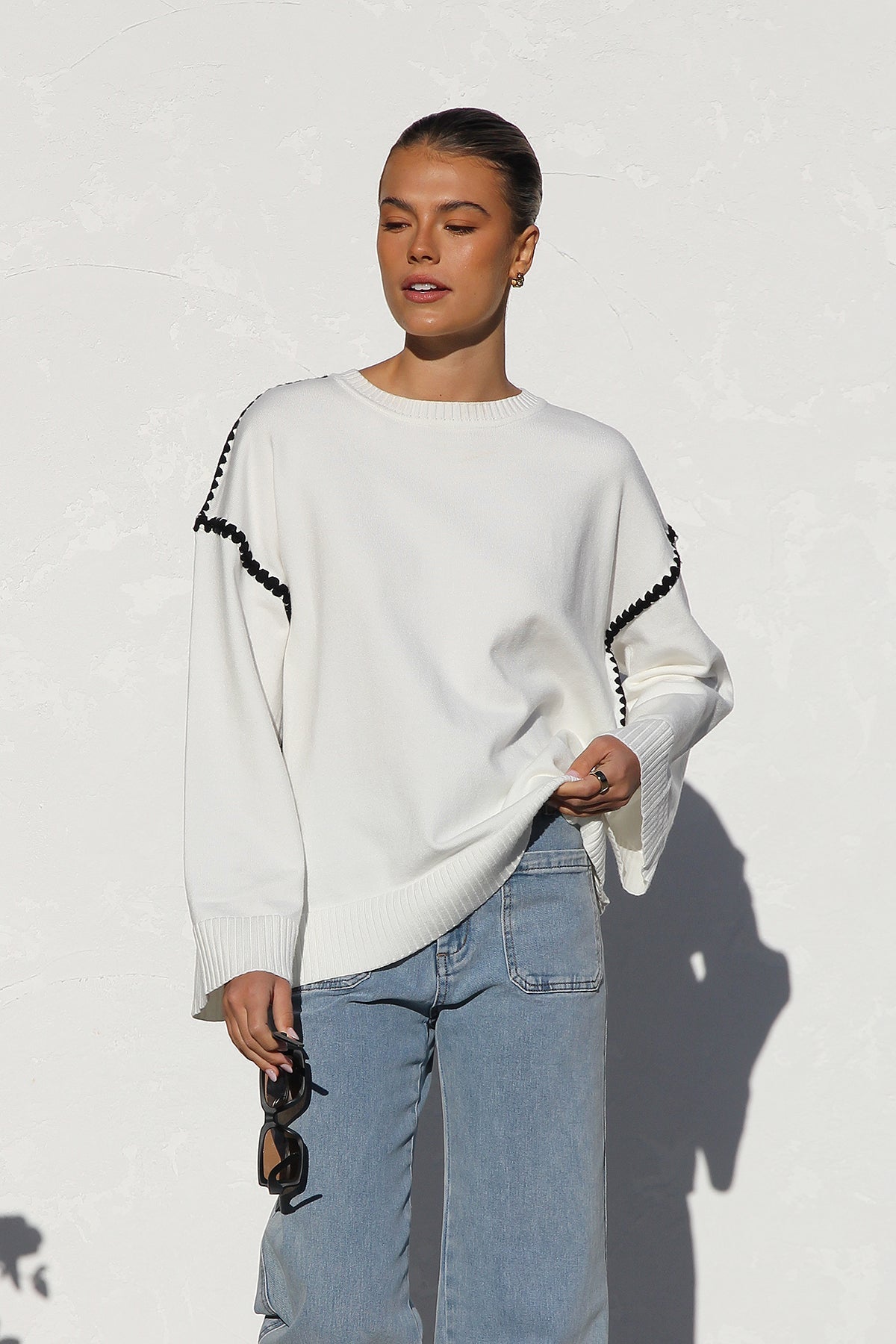 Pull oversize femme rayures col montant ample cosy hiver - Ottilie