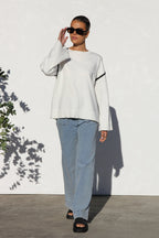 Pull oversize femme rayures col montant ample cosy hiver - Ottilie