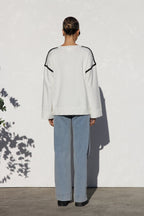 Pull oversize femme rayures col montant ample cosy hiver - Ottilie
