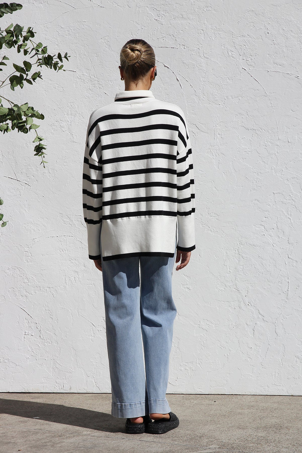 Pull oversize femme rayures col montant maille chaude - Runa