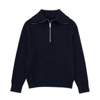 Pull femme rayures demi-zip col montant maille sportive - Holly