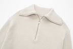 Pull femme rayures demi-zip col montant maille sportive - Holly