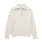 Pull femme rayures demi-zip col montant maille sportive - Holly