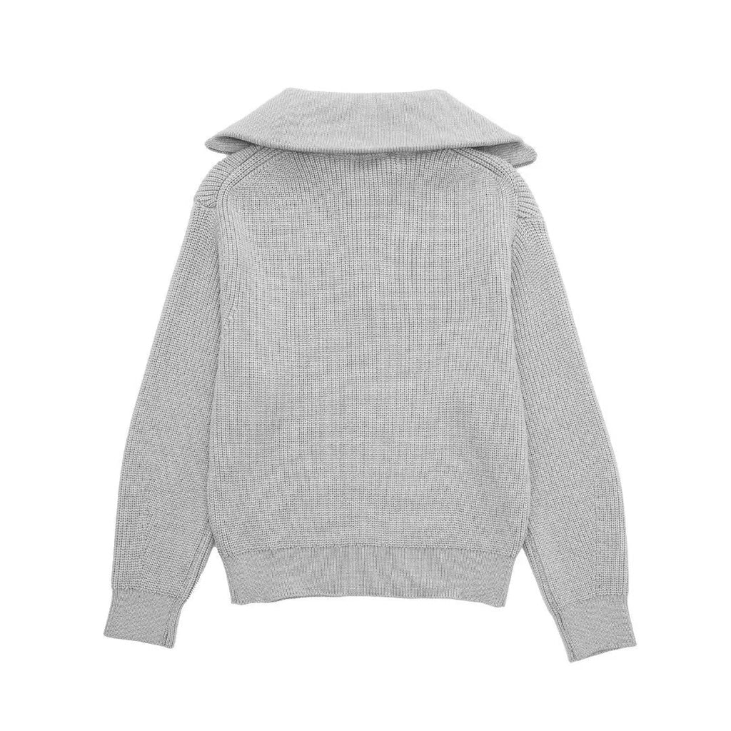 Pull femme rayures demi-zip col montant maille sportive - Holly