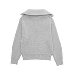 Pull femme rayures demi-zip col montant maille sportive - Holly