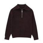 Pull femme rayures demi-zip col montant maille sportive - Holly