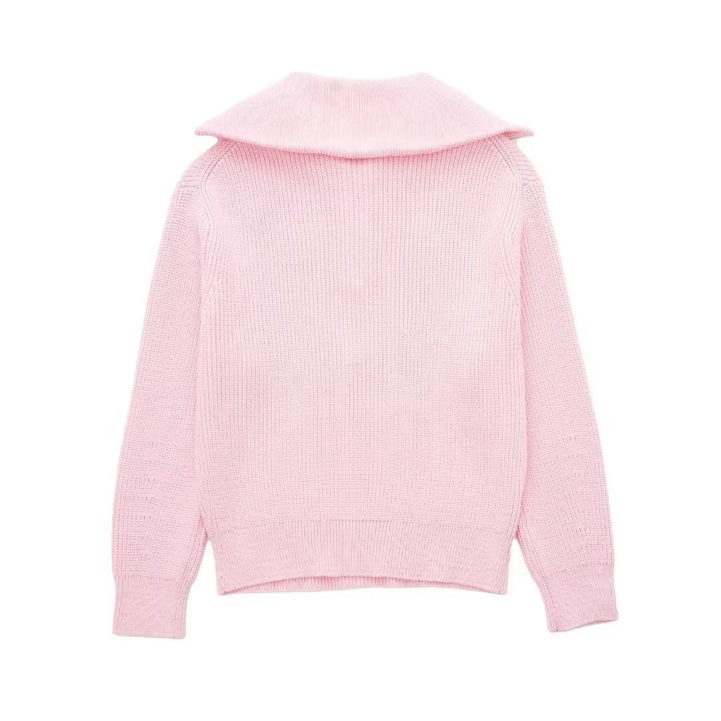 Pull femme rayures demi-zip col montant maille sportive - Holly