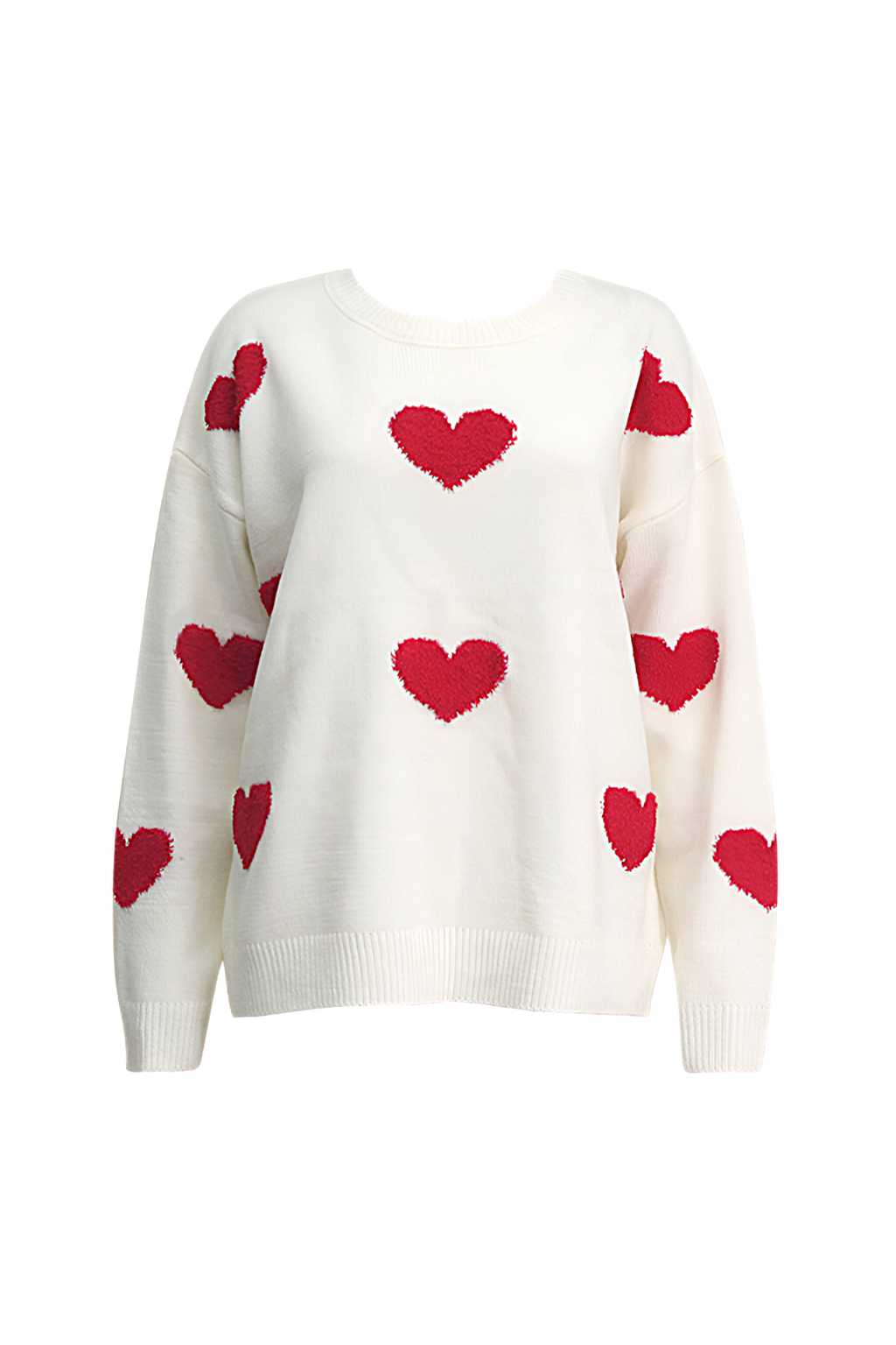 Pull oversize femme maille motif cœurs ample douillet - Barissa