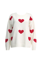 Pull oversize femme maille motif cœurs ample douillet - Barissa