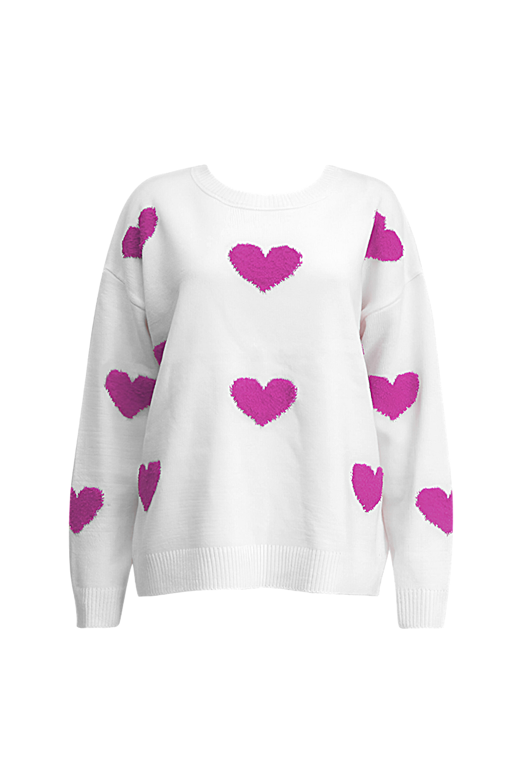 Pull oversize femme maille motif cœurs ample douillet - Barissa