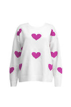 Pull oversize femme maille motif cœurs ample douillet - Barissa