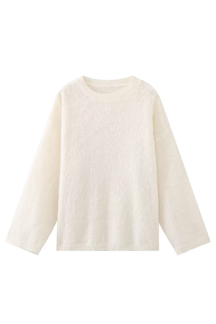 Pull oversize femme col rond épaules tombantes maille douce - Hanna