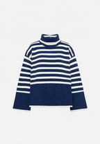 Pull oversize femme rayures col roulé manches larges chaud - Leonie