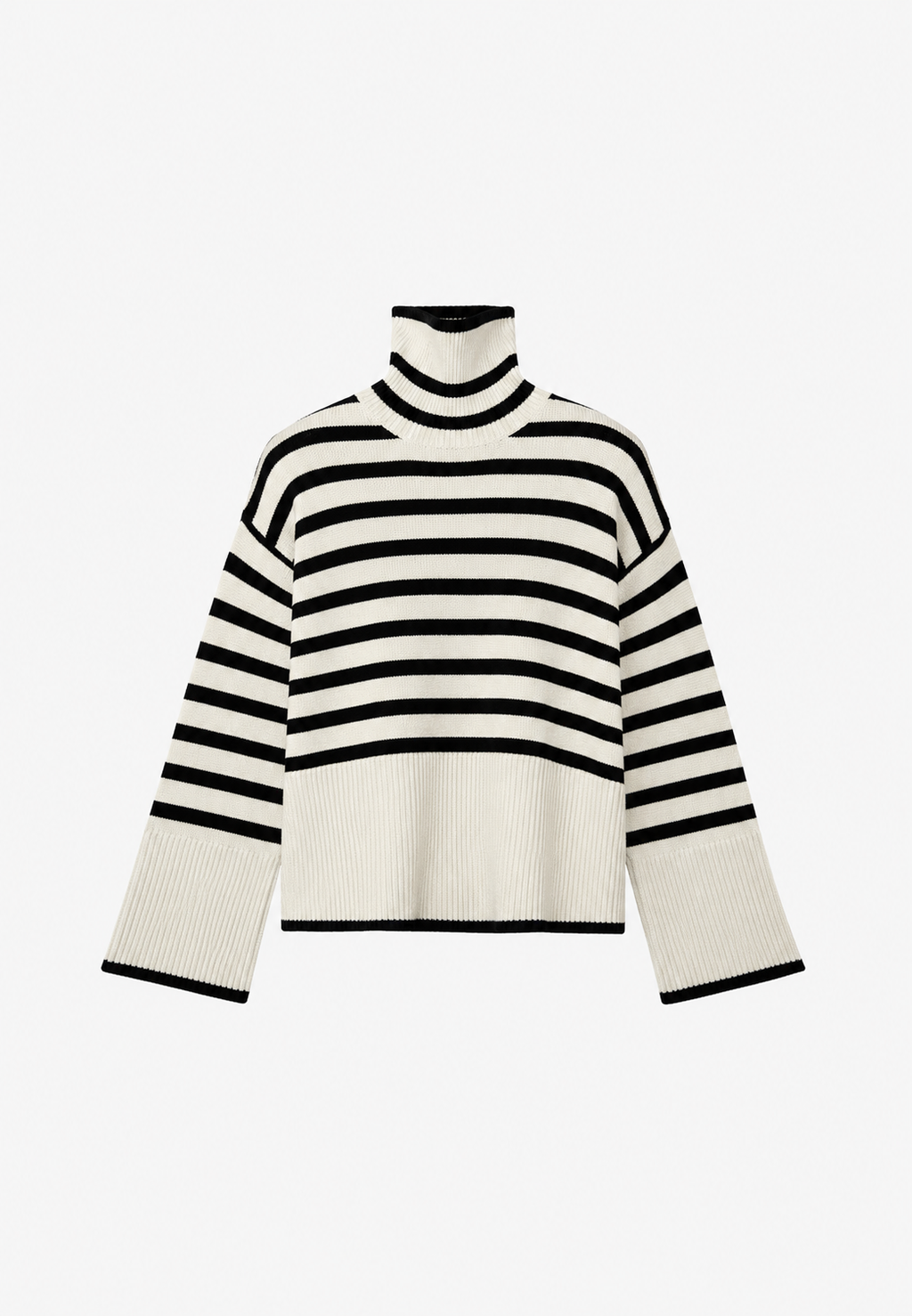 Pull oversize femme rayures col roulé manches larges chaud - Leonie