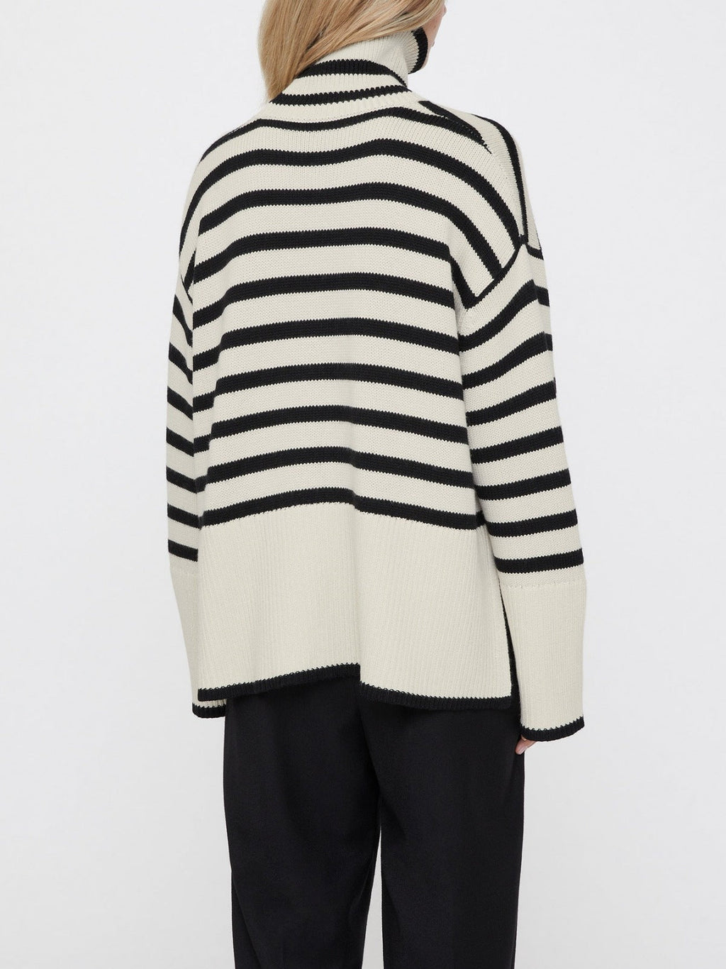 Pull oversize femme rayures col roulé manches larges chaud - Leonie