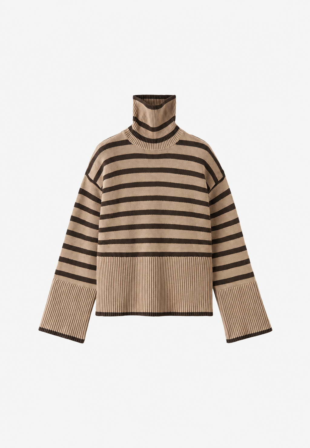 Pull oversize femme rayures col roulé manches larges chaud - Leonie