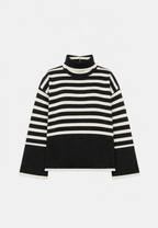 Pull oversize femme rayures col roulé manches larges chaud - Leonie