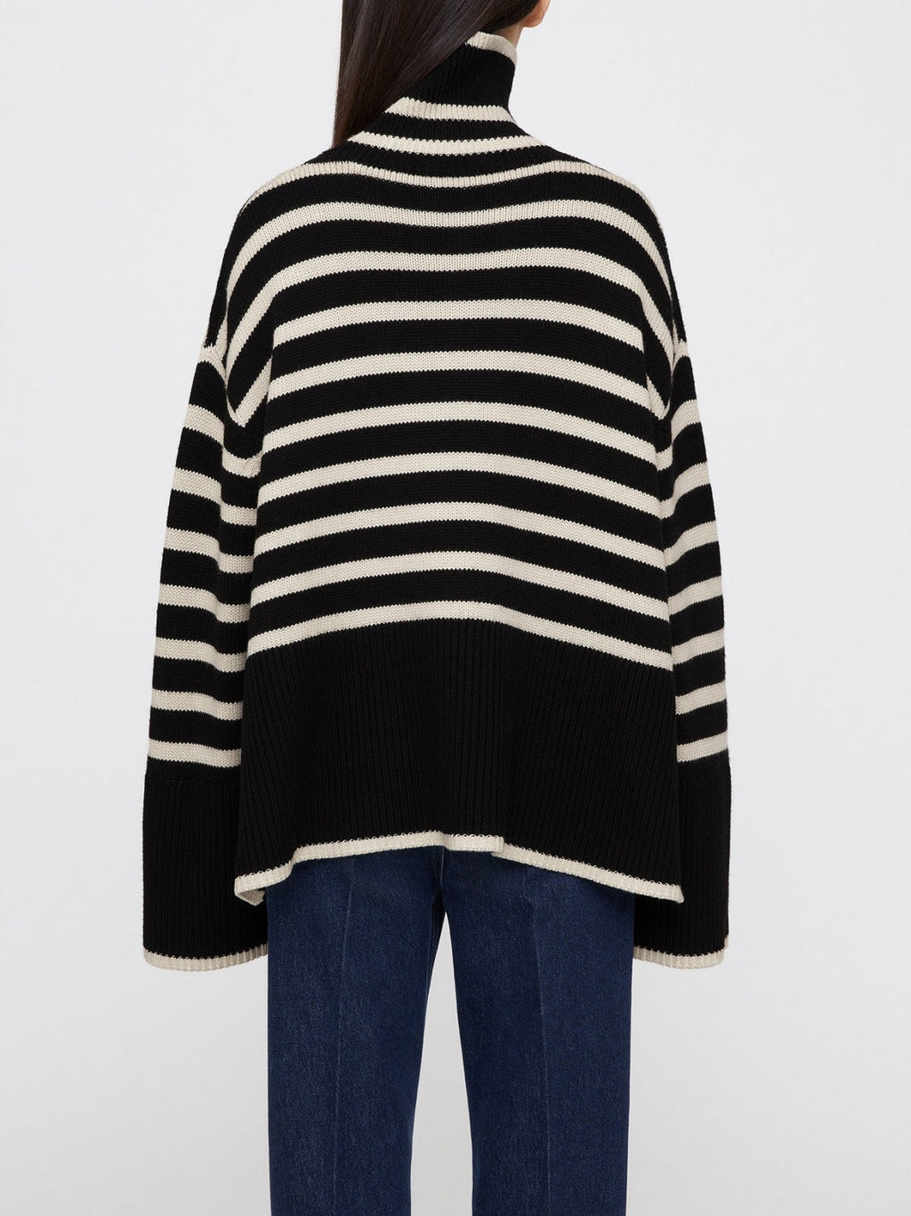 Pull oversize femme rayures col roulé manches larges chaud - Leonie
