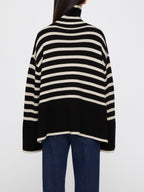 Pull oversize femme rayures col roulé manches larges chaud - Leonie