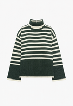 Pull oversize femme rayures col roulé manches larges chaud - Leonie