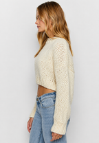 Pull oversize femme maille épaisse manches larges col rond - Ovacona