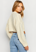 Pull oversize femme maille épaisse manches larges col rond - Ovacona