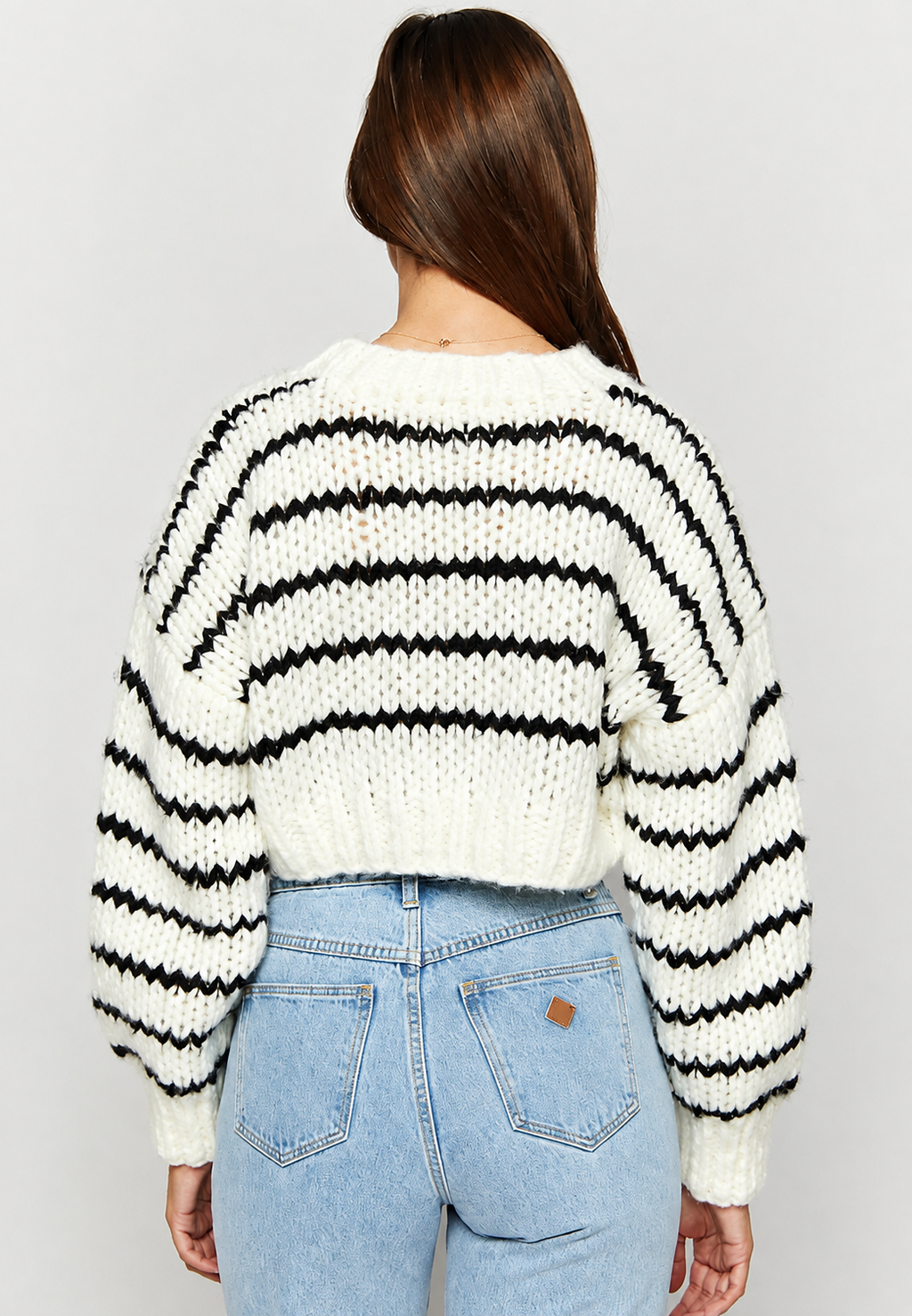 Pull oversize femme maille épaisse manches larges col rond - Ovacona