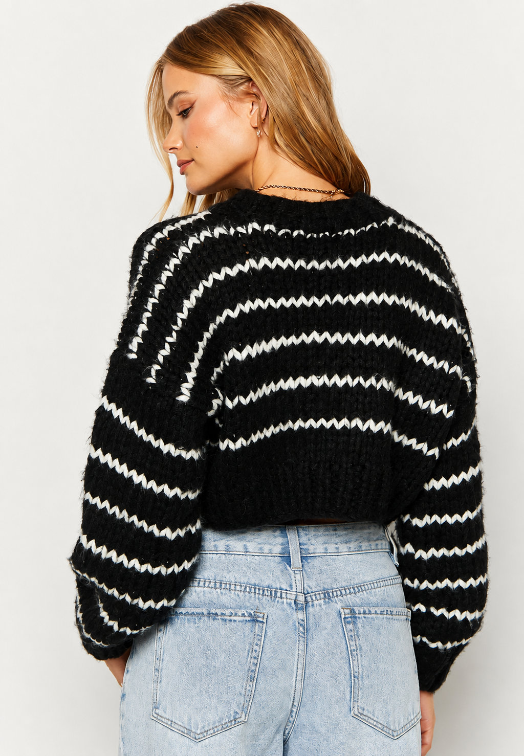 Pull oversize femme maille épaisse manches larges col rond - Ovacona