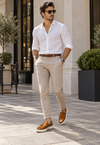 Mocassins homme effet crocodile double boucle semelle blanche - Torben