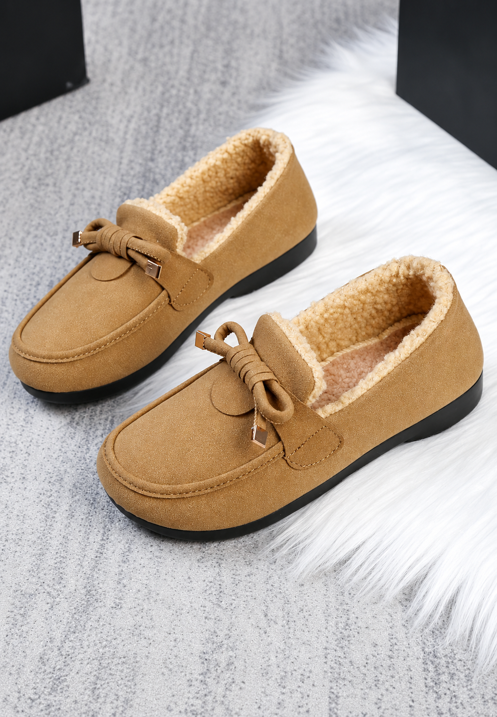 Mocassins femme doublure velours nœud décoratif semelle plate - Selma
