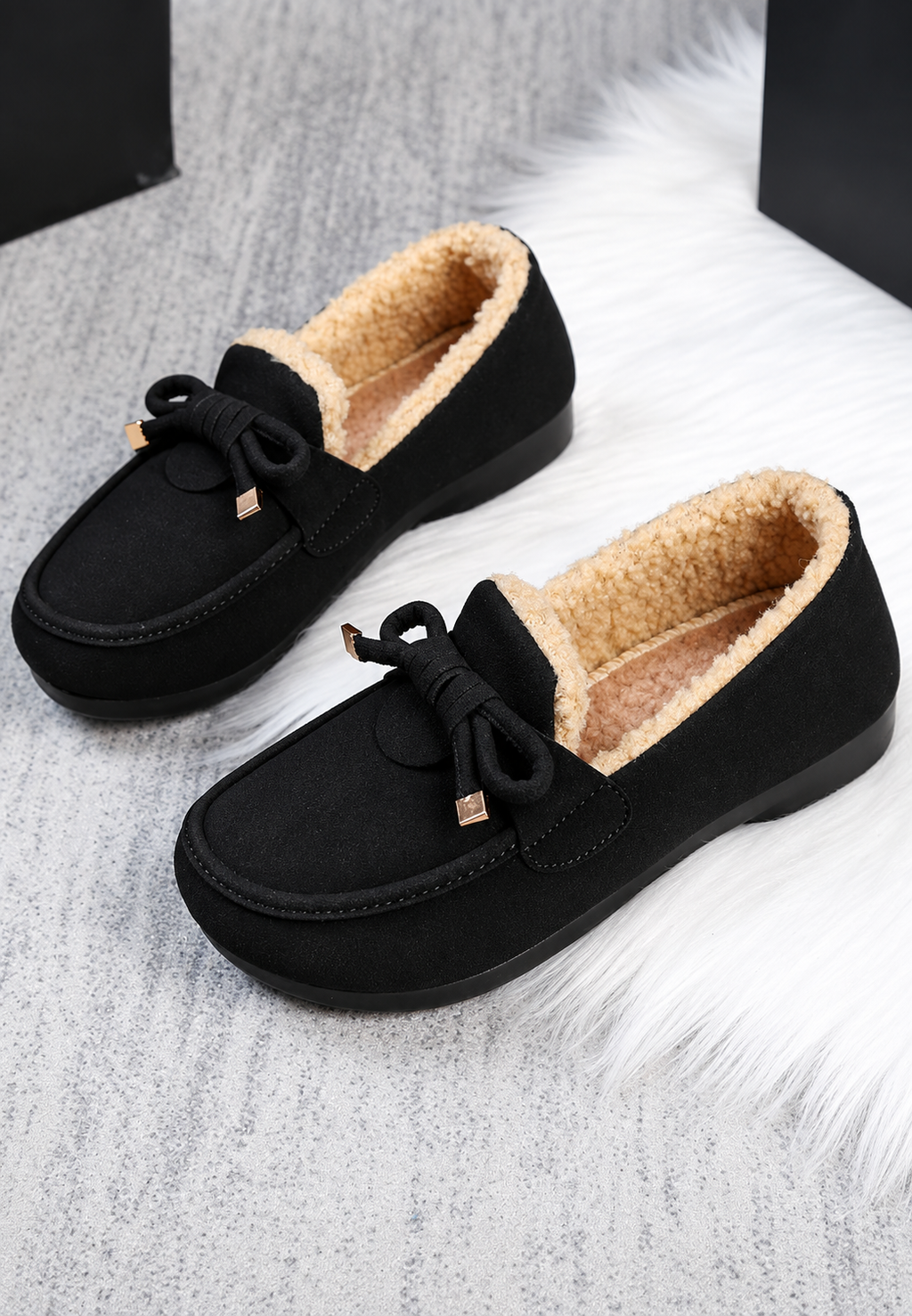 Mocassins femme doublure velours nœud décoratif semelle plate - Selma