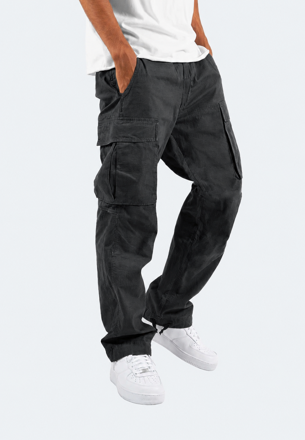 Pantalon cargo homme coupe ajustée poches latérales ourlet réglable - Hilbert