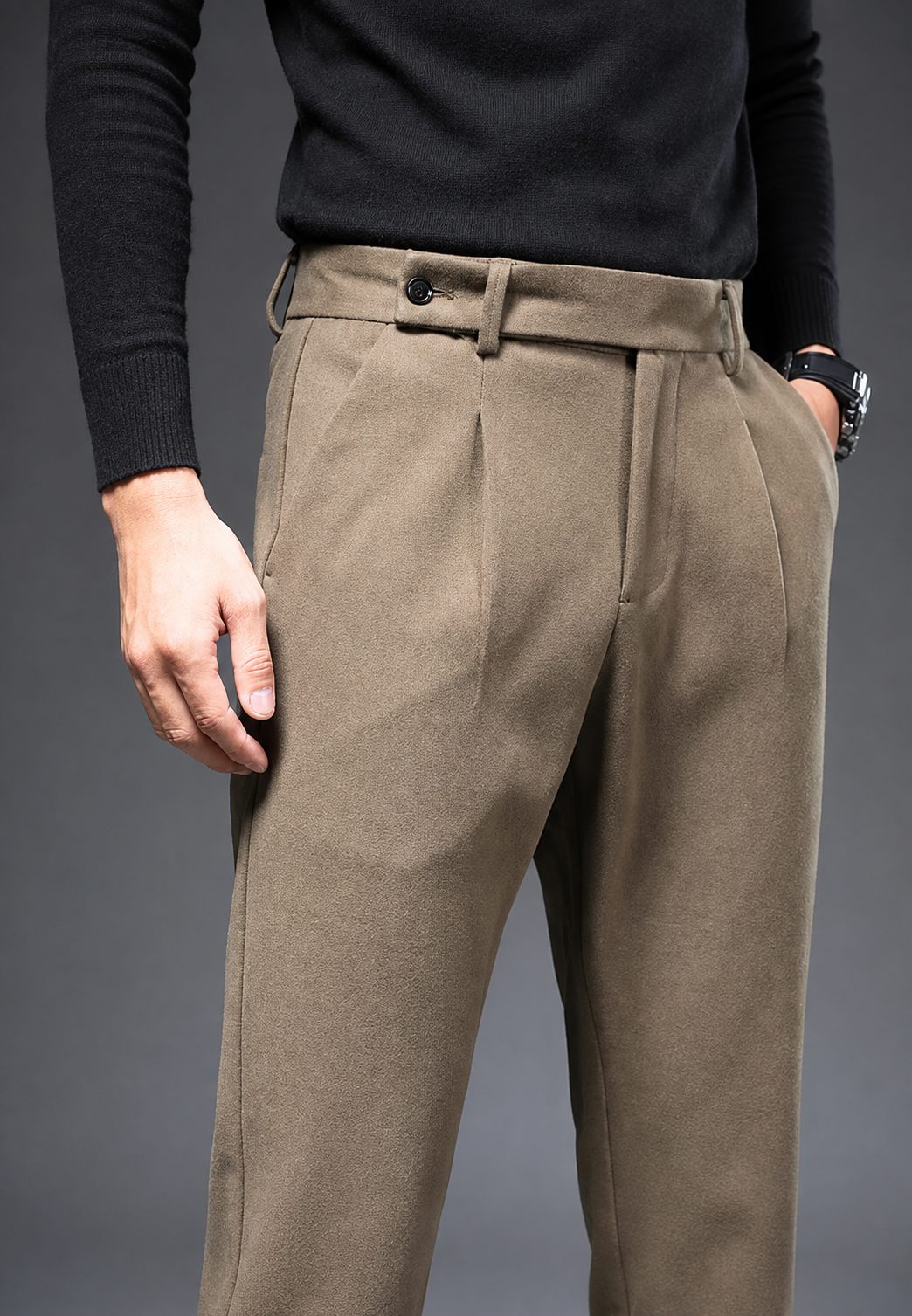 Pantalon homme décontracté coupe droite pinces polyvalent - Viktor