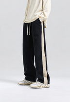 Pantalon jogging homme velours côtelé coupe ample bande latérale - Dorian