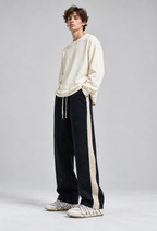 Pantalon jogging homme velours côtelé coupe ample bande latérale - Dorian