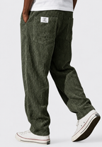 Pantalon en velours côtelé pour homme, coupe ample, avec poches - Bastian
