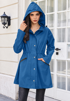 Parka impermeable mujer capucha cintura ajustable medio muslo lluvia otoño - Vérane